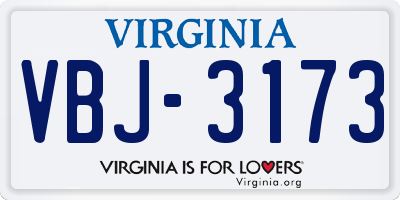 VA license plate VBJ3173