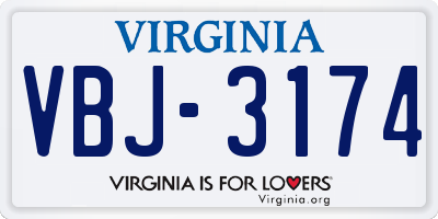 VA license plate VBJ3174