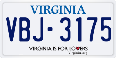 VA license plate VBJ3175