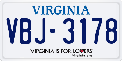 VA license plate VBJ3178