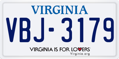 VA license plate VBJ3179