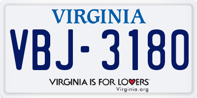 VA license plate VBJ3180