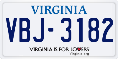 VA license plate VBJ3182