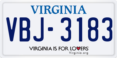 VA license plate VBJ3183