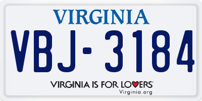 VA license plate VBJ3184