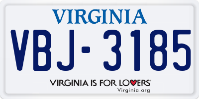 VA license plate VBJ3185