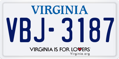 VA license plate VBJ3187