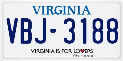 VA license plate VBJ3188