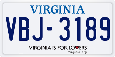 VA license plate VBJ3189