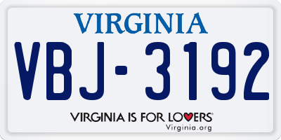 VA license plate VBJ3192