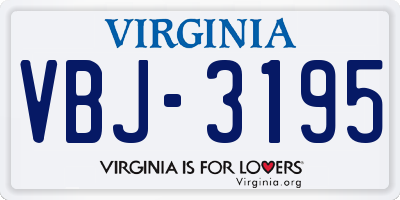 VA license plate VBJ3195