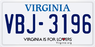 VA license plate VBJ3196