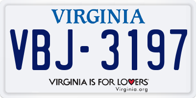 VA license plate VBJ3197
