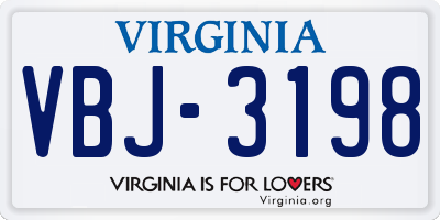 VA license plate VBJ3198