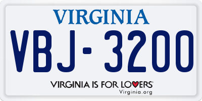 VA license plate VBJ3200