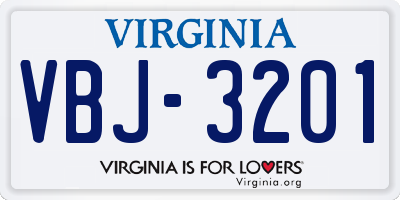 VA license plate VBJ3201