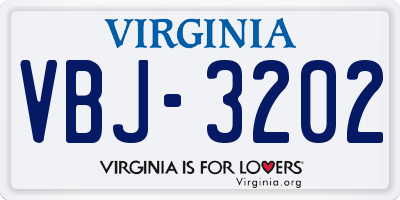 VA license plate VBJ3202
