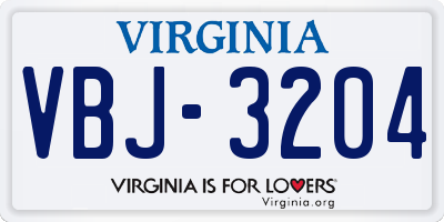 VA license plate VBJ3204