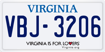 VA license plate VBJ3206