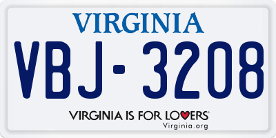 VA license plate VBJ3208