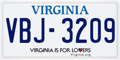 VA license plate VBJ3209