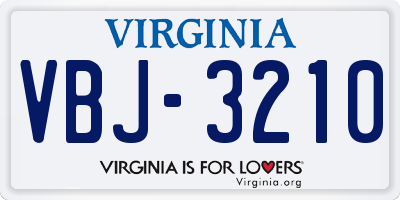VA license plate VBJ3210