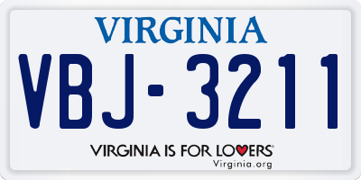 VA license plate VBJ3211