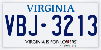 VA license plate VBJ3213