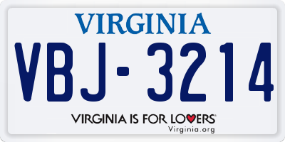 VA license plate VBJ3214