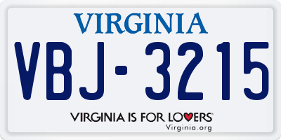 VA license plate VBJ3215