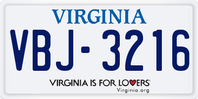 VA license plate VBJ3216