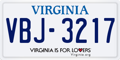 VA license plate VBJ3217