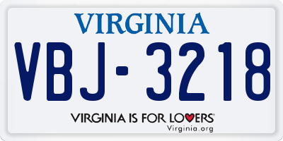 VA license plate VBJ3218