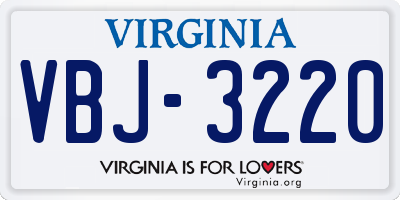 VA license plate VBJ3220