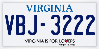 VA license plate VBJ3222
