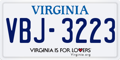 VA license plate VBJ3223