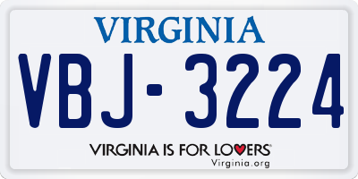 VA license plate VBJ3224
