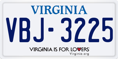 VA license plate VBJ3225