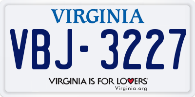 VA license plate VBJ3227