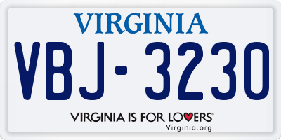 VA license plate VBJ3230