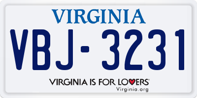 VA license plate VBJ3231