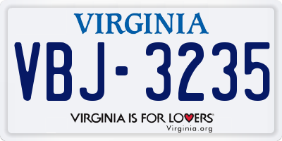VA license plate VBJ3235