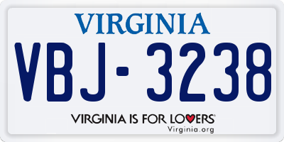 VA license plate VBJ3238