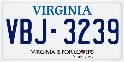 VA license plate VBJ3239