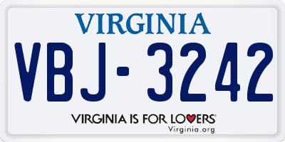 VA license plate VBJ3242