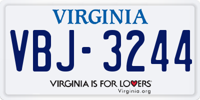 VA license plate VBJ3244