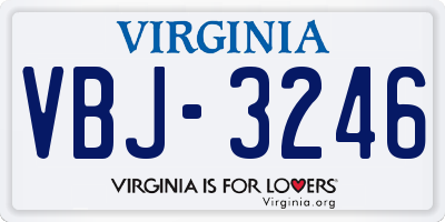 VA license plate VBJ3246
