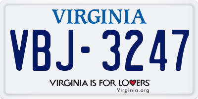 VA license plate VBJ3247