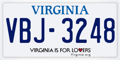 VA license plate VBJ3248