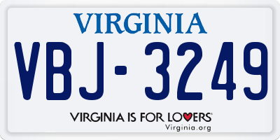 VA license plate VBJ3249
